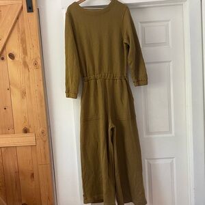 Free People Beach Olive Green Wide Leg Sweatshirt Jumpsuit